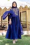 Buy_Missprint_Blue Kurtacotton Lurex Dupattachiffon Print And Floral Kurta With Dupatta _at_Aza_Fashions