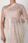 Buy_Kavita D_White Net Embroidered Saree  _Online_at_Aza_Fashions