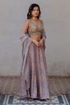Nikita Vishakha_Grey Silk Printed Lehenga Set_Online_at_Aza_Fashions