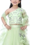 Buy_Shining Kanika_Green Net And Organza Embroidery Sequin & One Shoulder Lehenga Set  _Online_at_Aza_Fashions