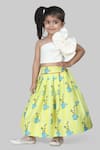 Buy_Shining Kanika_Green Silk And  Lining Print Crop Top & Skirt Set  _at_Aza_Fashions