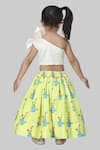 Shop_Shining Kanika_Green Silk And  Lining Print Crop Top & Skirt Set  _at_Aza_Fashions