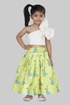 Shining Kanika_Green Silk And  Lining Print Crop Top & Skirt Set  _Online_at_Aza_Fashions