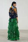 Shop_Saaksha & Kinni_Green Chiffon Layered Printed Skirt_at_Aza_Fashions