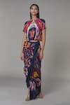 Buy_Saaksha & Kinni_Multi Color Satin Printed Abstract Draped Skirt _at_Aza_Fashions