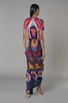 Shop_Saaksha & Kinni_Multi Color Satin Printed Abstract Draped Skirt _at_Aza_Fashions