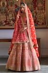 Buy_Angad Singh_Peach Lehenga Organza V Neck Embroidered Bridal Set _at_Aza_Fashions