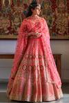 Buy_Angad Singh_Peach Lehenga Organza V Neck Embroidered Bridal Set _Online_at_Aza_Fashions