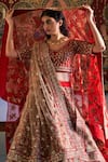 Shop_Angad Singh_Red Lehenga And Blouse Raw Silk V Neck Embroidered Bridal Set _at_Aza_Fashions