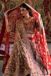 Buy_Angad Singh_Red Lehenga And Blouse Raw Silk V Neck Embroidered Bridal Set _Online_at_Aza_Fashions