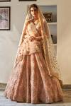 Buy_Angad Singh_Peach Lehenga Set Net V Neck Embroidered Bridal _at_Aza_Fashions