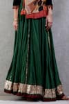 Ritu Kumar_Green Cotton Slub Flared Maxi Skirt _at_Aza_Fashions
