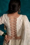 Shop_Shrutkirti_White Chanderi Embroidered Gota Work Round Patti Lehenga Set For Women_Online_at_Aza_Fashions