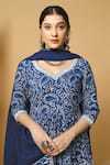 Shop_Shrutkirti_Blue Cotton Indigo Print Dupatta_at_Aza_Fashions