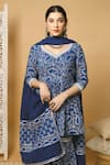 Shrutkirti_Blue Cotton Indigo Print Dupatta_Online_at_Aza_Fashions