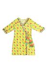 Native Place India_Yellow Printed Angrakha And Pant Set For Girls_Online_at_Aza_Fashions
