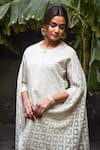 Buy_KARAJ JAIPUR_White Kurta Chanderi Pant Cotton And Dupatta Chiffon Embroidery Chikankari Set _Online_at_Aza_Fashions