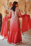 Shop Karaj Jaipur Red Kurta And Dupatta Chanderi, Sharara Cotton Floral, Mirror Embroidered Set at Aza Fashions Shop_Karaj Jaipur_Red Kurta And Dupatta Chanderi, Sharara Cotton Floral, Mirror Embroidered Set _at_Aza_Fashions