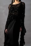 AK-OK_Black Silk Embellished Cape Dupatta Top And Skirt Set With Embroidered  _Online_at_Aza_Fashions