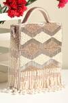 Buy_Puro Cosa_White Embroidered Nalki And Pearl Embellished Handbag With Sling_at_Aza_Fashions