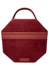 Shop_Puro Cosa_Maroon Embellished Tuby Octagon Bag_at_Aza_Fashions