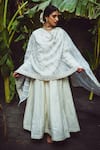 Buy_KARAJ JAIPUR_White Anarkali Dobby Pant Cotton And Dupatta Kota Doria Work & Set _Online_at_Aza_Fashions