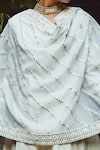 KARAJ JAIPUR_White Anarkali Dobby Pant Cotton And Dupatta Kota Doria Work & Set _at_Aza_Fashions