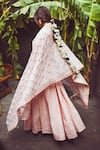 Shop_KARAJ JAIPUR_Pink Anarkali Dobby Pant Cotton And Dupatta Kota Doria Work & Set For Women_at_Aza_Fashions