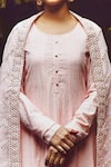KARAJ JAIPUR_Pink Anarkali Dobby Pant Cotton And Dupatta Kota Doria Work & Set For Women_at_Aza_Fashions