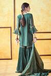Shop_Shrutkirti_Green Chanderi Embroidered Zari Work Round Gharara Set_at_Aza_Fashions