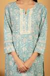 Shop_Priya Chaudhary_Blue Cotton Printed Kurta Set_Online_at_Aza_Fashions