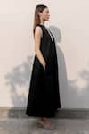 Kavya Singh Kundu_Black Cotton Plain Round Flowy Maxi Dress  _at_Aza_Fashions