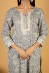Shop_Priya Chaudhary_Grey Cotton Printed Kurta And Pant Set_Online_at_Aza_Fashions