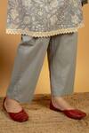 Priya Chaudhary_Grey Cotton Printed Kurta And Pant Set_at_Aza_Fashions