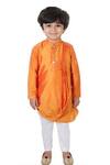 Buy_APRICOTKIDS_Orange , Satin Cowl Draped Kurta And Pant Set _at_Aza_Fashions