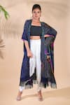 Buy Dyelogue Blue Gajji Silk Open Bandhani Cape at Aza Fashions Buy_Dyelogue_Blue Gajji Silk Open Bandhani Cape _at_Aza_Fashions