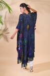 Shop Dyelogue Blue Gajji Silk Open Bandhani Cape at Aza Fashions Shop_Dyelogue_Blue Gajji Silk Open Bandhani Cape _at_Aza_Fashions