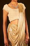 Shop_Tasuvure Indes_Beige Pleated Embellished Saia Metallic Pre-draped Saree With Blouse  _Online_at_Aza_Fashions