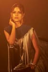 Tasuvure Indes_Grey Pleated Pearl Saia Pre-draped Saree With Collar _at_Aza_Fashions