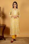 Buy_Priya Chaudhary_Yellow Cotton Printed Kurta And Pant Set_Online_at_Aza_Fashions