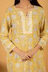 Shop_Priya Chaudhary_Yellow Cotton Printed Kurta And Pant Set_Online_at_Aza_Fashions