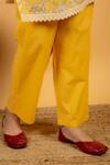 Priya Chaudhary_Yellow Cotton Printed Kurta And Pant Set_at_Aza_Fashions