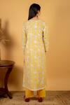 Shop_Priya Chaudhary_Yellow Cotton Printed Kurta And Pant Set_at_Aza_Fashions