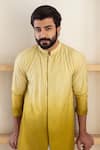 Shreyansh Designs_Yellow Cotton Silk Blend Ombre Short Kurta _Online_at_Aza_Fashions