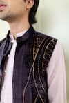 Buy Shreyansh Designs Purple Cotton Silk Blend Embroidered Front Open Waistcoat Online at Aza Fashions Buy_Shreyansh Designs_Purple Cotton Silk Blend Embroidered Front Open Waistcoat _Online_at_Aza_Fashions