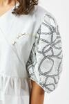 Shop_Studio Moda India_White Cotton V Neck High Low Embroidered Dress _Online_at_Aza_Fashions