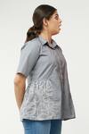 Buy Studio Moda India Grey Cotton Spread Collar Panelled Peplum Shirt at Aza Fashions Buy_Studio Moda India_Grey Cotton Spread Collar Panelled Peplum Shirt _at_Aza_Fashions