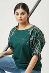 Buy Studio Moda India Green Cotton Round Raglan Sleeve Top at Aza Fashions Buy_Studio Moda India_Green Cotton Round Raglan Sleeve Top _at_Aza_Fashions