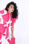 Shop_Studio Moda India_White Cotton Petunia Print And Floral Rivets Collared Neck Tie-up Shirt _at_Aza_Fashions