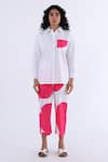 Buy_Studio Moda India_White Cotton Printed Petunia Shirt Collar  _at_Aza_Fashions